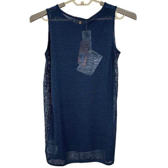 VDP Via Delle Perle NEW Blue Sleeveless Blouse Tank Top IT 42 Linen Silk Blend - Picture 2 of 11